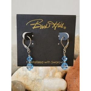 Birch Hill Crystal Earrings Crystallized W/ Swarovski Light Blue & Silvertone